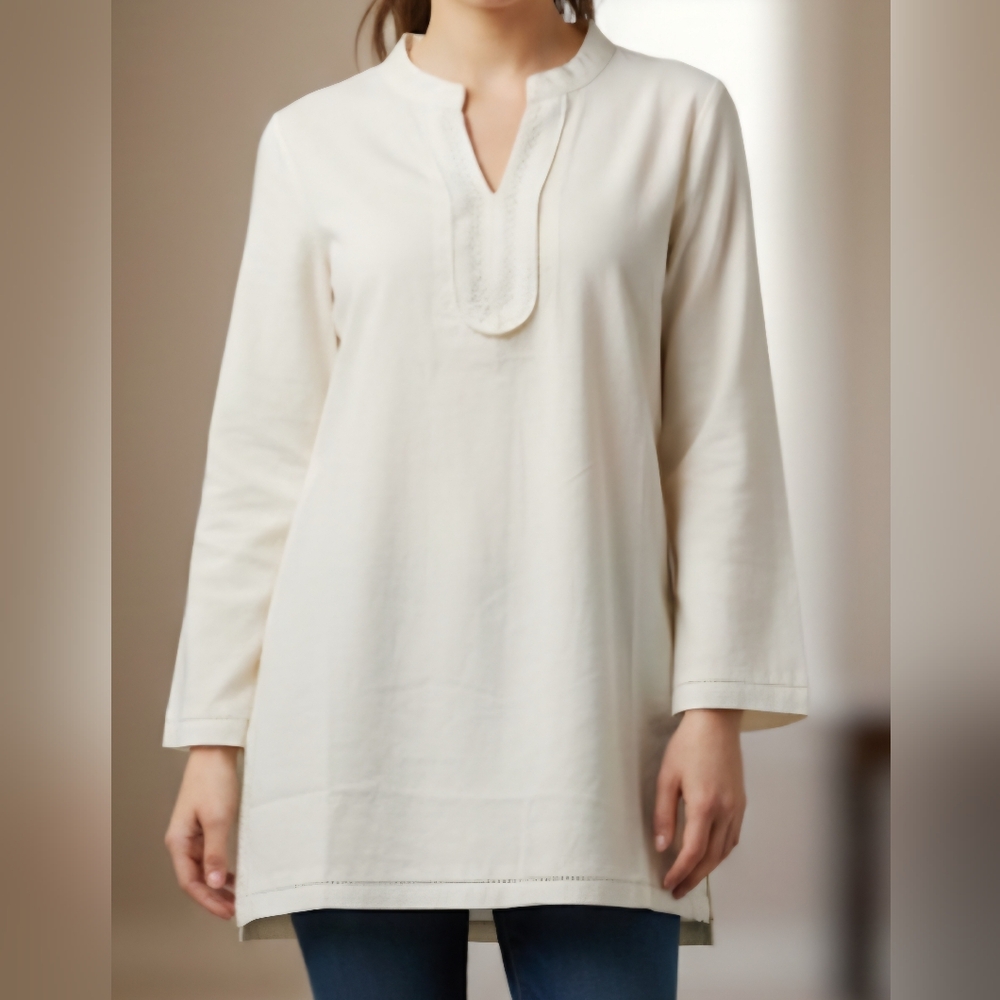 French Curve Long Sleeve Women's Blouse Size‎ Small (S) 100% LINEN